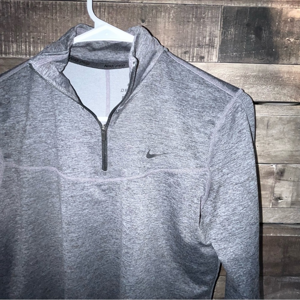 nike heather grey half zip running top